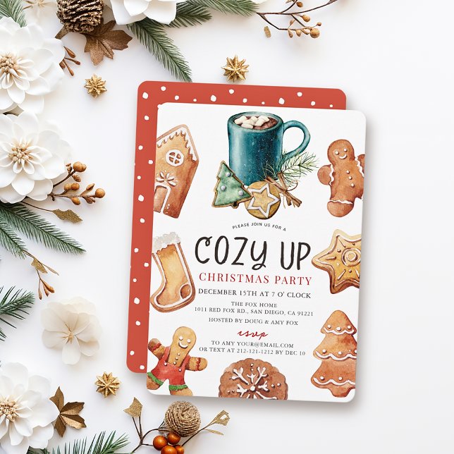 Cozy Up Cookies & Cocoa Christmas Holiday Party Invitation (Creator Uploaded)