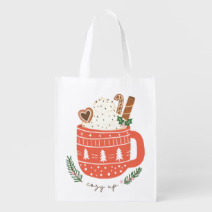 Cozy Up hot chocolate Christmas Grocery Bag