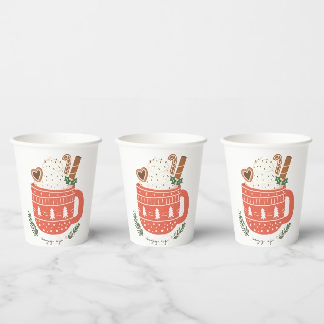 Cozy Up hot chocolate Christmas  Paper Cups (Multi)