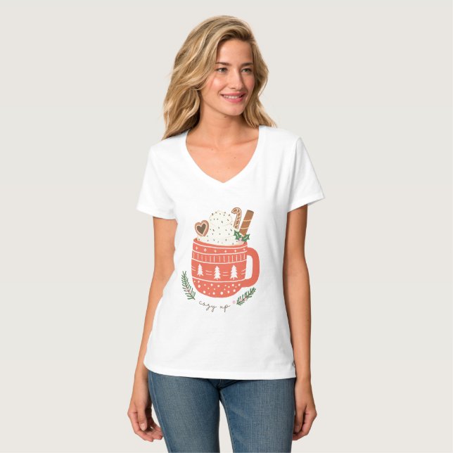 Cozy Up hot chocolate Christmas  T-Shirt (Front Full)