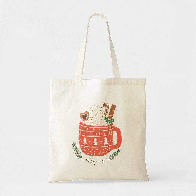 Cozy Up hot chocolate Christmas  Tote Bag (Front)