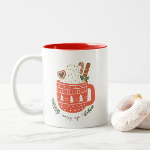 Cozy Up hot chocolate Christmas  Two-Tone Coffee Mug