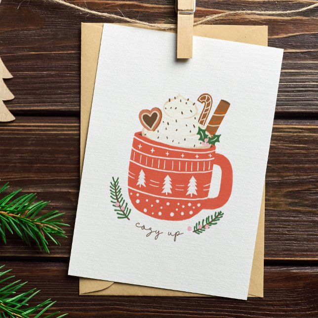 Cozy Up Hot Cocoa Mug Christmas Holiday Card (Creator Uploaded)