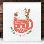 Cozy Up Hot Cocoa Mug Christmas Holiday Glass Coaster<br><div class="desc">Cozy up with this adorable seasonal kitchen coaster. Coaster has a red mug with Christmas trees,  hot chocolate,  cinnamon stick,  and whipped cream. Underneath the coaster is the text cozy up.

Makes a great addition to your home holiday decor and also makes a great Christmas gift!</div>