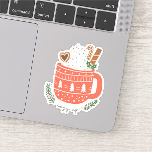 Cozy Up Hot Cocoa Mug Christmas Holiday Sticker