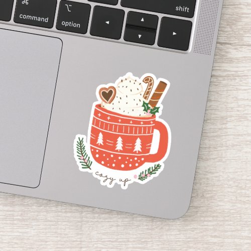 Cozy Up Hot Cocoa Mug Christmas Holiday Sticker