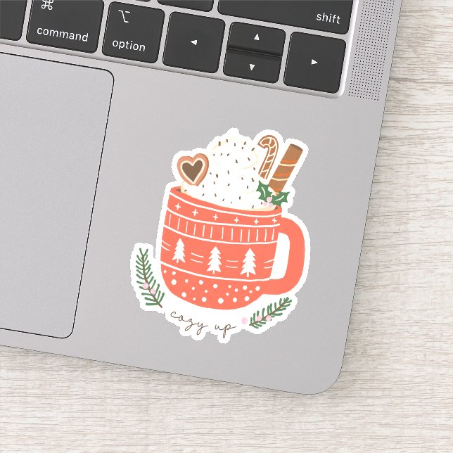 Cozy Up Hot Cocoa Mug Christmas Holiday Sticker (Detail)