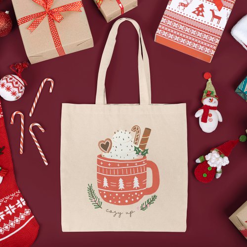 Cozy Up Hot Cocoa Mug Christmas Holiday Tote Bag