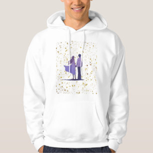 Cozy Up in Style: Romantic Couple & Golden Sparkle Hoodie