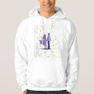 Cozy Up in Style: Romantic Couple & Golden Sparkle Hoodie
