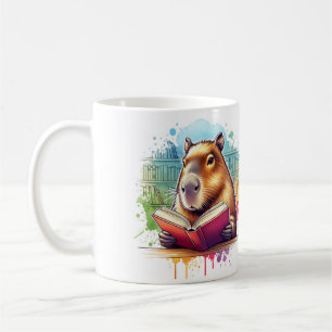Cozy Up in the Library with Capybara Reading Mug: Coffee Mug