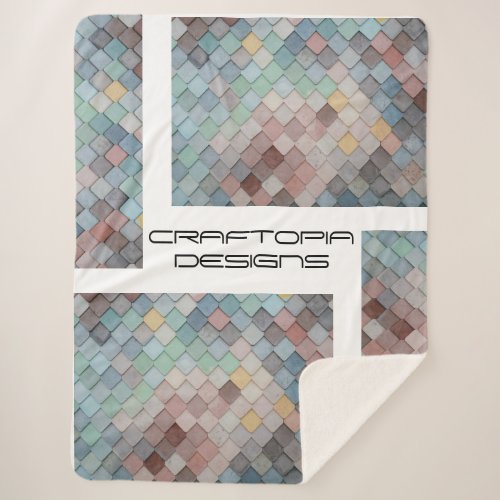  Cozy Up Multicolor Tiles Shape Sherpa Blanket