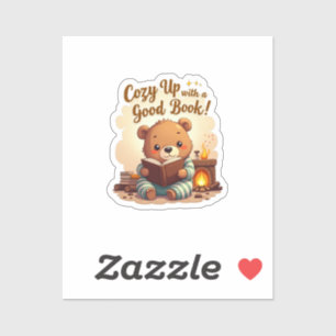Cozy Up With A Good Book - Cute Bear Sticker