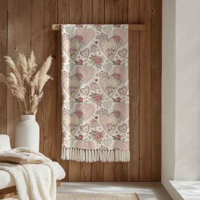 Cozy Valentine Blanket Blush Pink Love & Roses (Cozy Valentine Blanket Blush Pink Love & Roses)