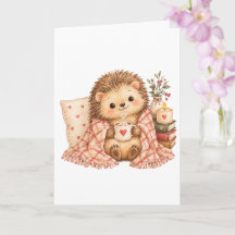Cozy Valentine Hedgehog with Hot Cocoa