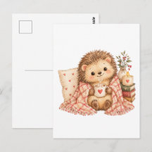 Cozy Valentine Hedgehog with Hot Cocoa