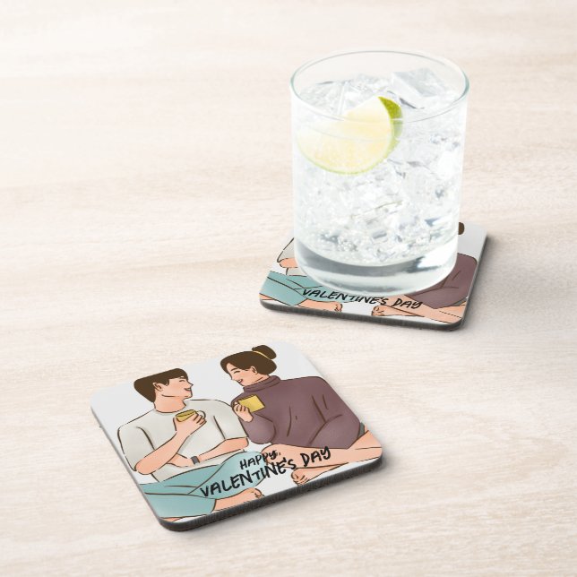 Cozy Valentine's Day Beverage Coaster (Right Side)