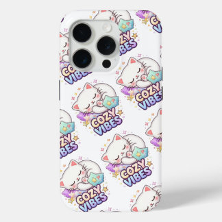 Cozy Vibe Cat Sticker | Cute Sleeping Cat  iPhone 15 Pro Case