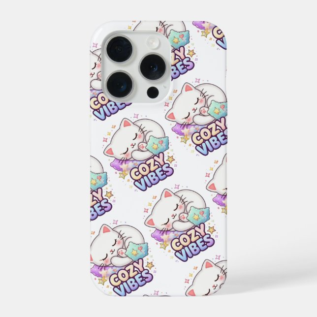 Cozy Vibe Cat Sticker | Cute Sleeping Cat  iPhone Case (Back)