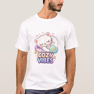 Cozy Vibe Cat Sticker Cute Sleeping Cat T-Shirt