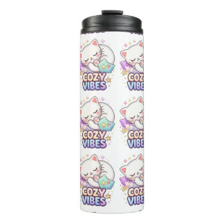 Cozy Vibe Cat Sticker | Cute Sleeping Cat  Thermal Tumbler