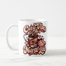 Cozy Vibes and Nurse Life Retro Coffee Mug