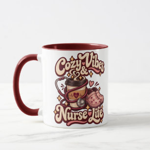 Cozy Vibes and Nurse Life Retro Coffee Mug