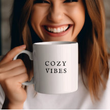 Cozy Vibes Fall Mug Modern Minimal Coffee Cup