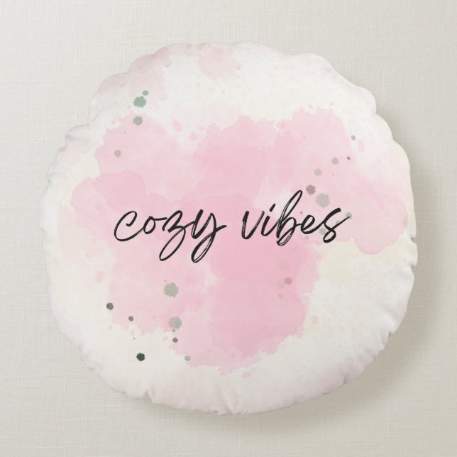Cozy Vibes Pillow – Soft Pastel Watercolor Aesthet (Front)