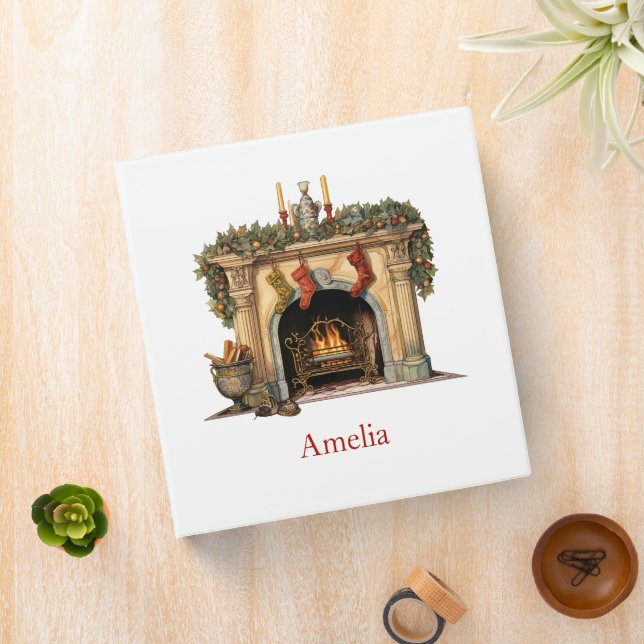 Cozy Victorian Fireplace Christmas 3 Ring Binder (In Situ)