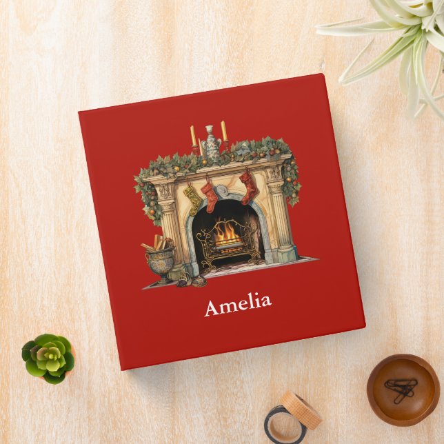 Cozy Victorian Fireplace Christmas 3 Ring Binder (In Situ)
