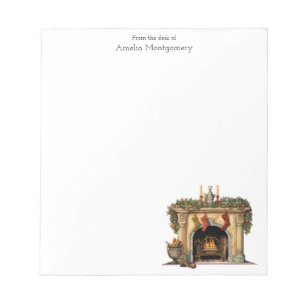 Cozy Victorian Fireplace Christmas Notepad