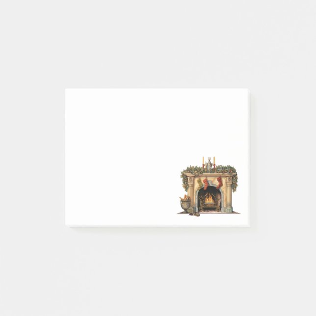 Cozy Victorian Fireplace Christmas Post-it Notes (Front)