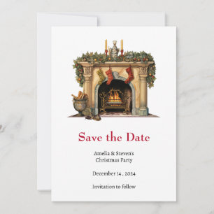 Cozy Victorian Fireplace Christmas Save The Date