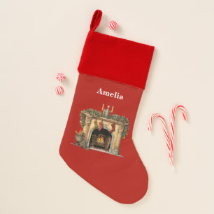 Cozy Victorian Fireplace Christmas Stocking
