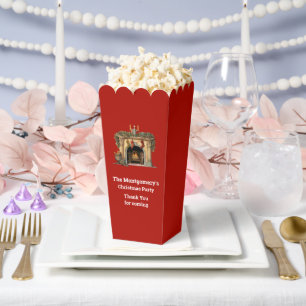 Cozy Victorian Fireplace Christmas Thank You Favor Boxes