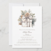 Cozy Vintage Christmas Bridal Shower, White & Gold