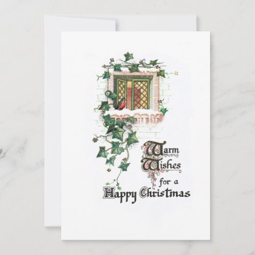 Cozy Vintage Christmas Ivy Covered Window Holiday Card