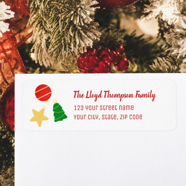 Cozy Vintage Christmas ornaments Label (Retro Christmas ornaments return label)