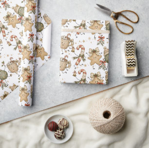 Cozy Vintage Christmas Sweet Friends Wrapping Paper