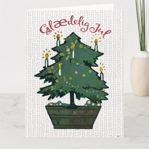  Cozy Vintage Christmas Tree Gldelig Jul  Card