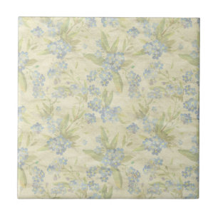 Cozy vintage floral textile Forget Me Not Tile