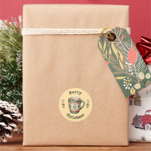 Cozy Vintage Hot Cocoa Merry Christmas Sticker