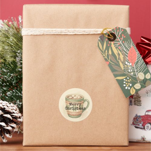 Cozy Vintage Hot Cocoa Merry Christmas Sticker