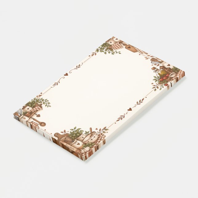 Cozy Vintage Kitchen & Baking Illustration Post-it Notes (Angled)