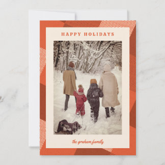 Cozy Vintage Red Plaid Frame Photo Holiday Card