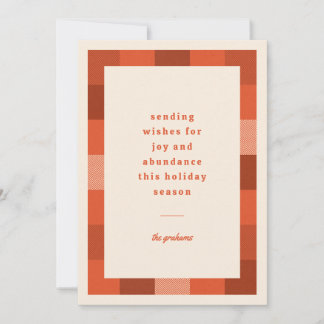 Cozy Vintage Red Plaid Sending Wishes Holiday Card
