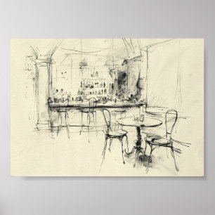 Cozy Vintage Restaurant Interior Poster