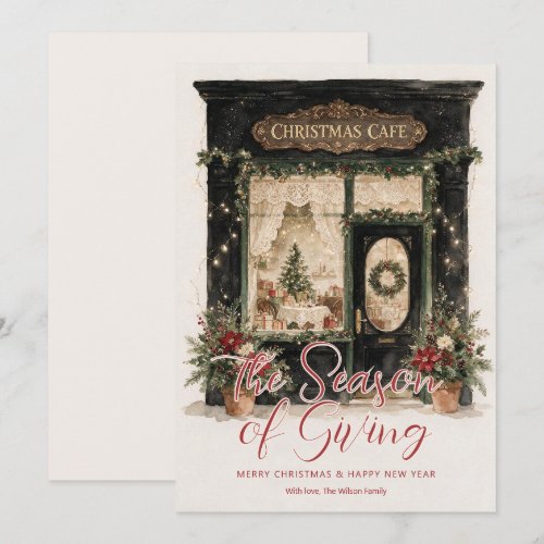 Cozy Vintage Storefront Christmas Cafe TMF26 Holiday Card