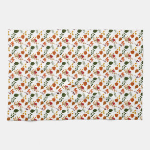Cozy warm Autumn leaves pattern Thanksgiving Kitchen Towel